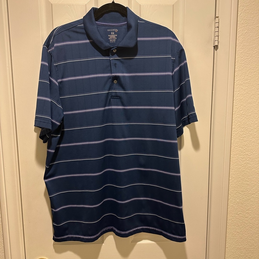 George Blue and Purple Striped Polo Shirt